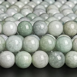 Genuine Natural 4/6/8/10MM Gray Green Myanmar Jade Beads Grade AAA Gemstone Full Strand Round Loose Beads 15