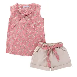 Baby Toddler Girls Summer Shorts Sets for 1-6 Years Old Kids Flower T-Shirt And Shorts Outfits Clothes