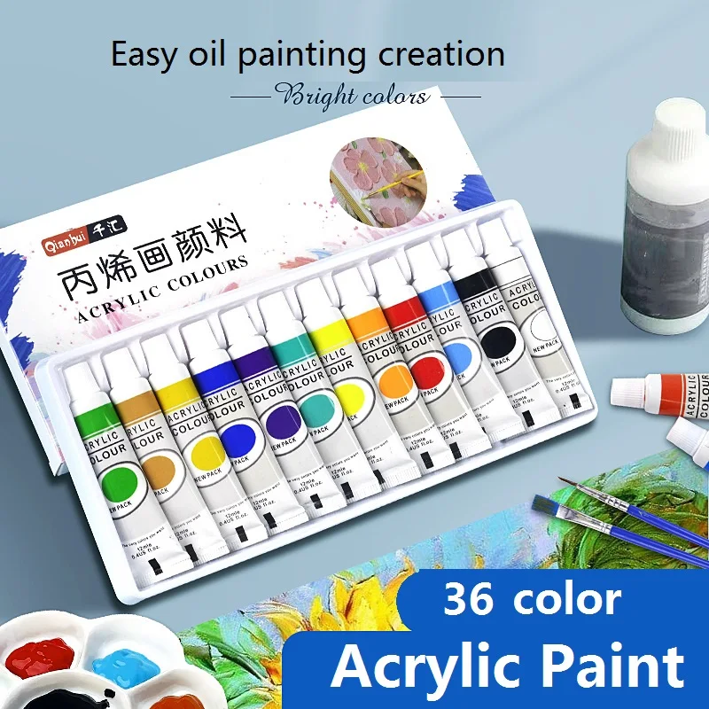 

Acrylic Paint 12/18/24/36 Colors акриловые краски 아크릴물감 12ml Tube Draw Pigments Waterproof Set Art Student Speciality Painting