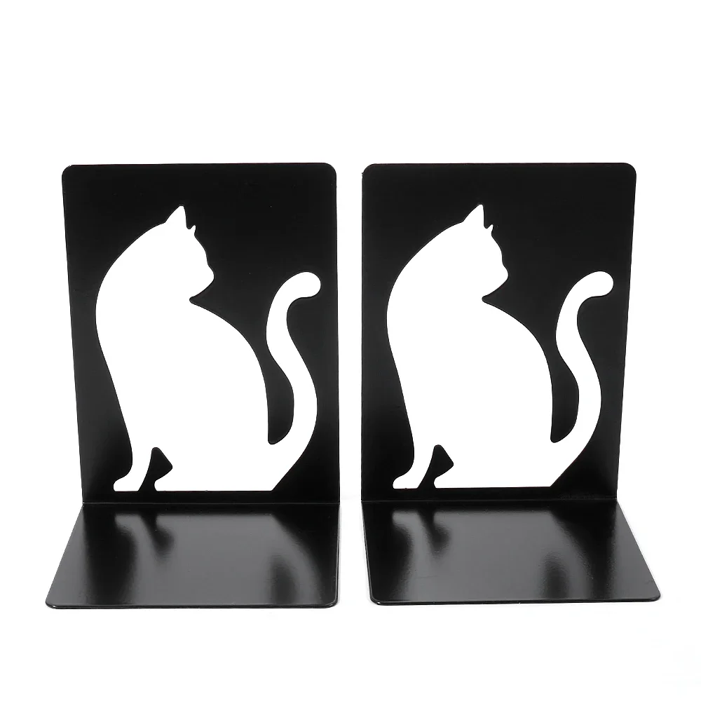 1Pairs Cat Bookends Hollow Animal Learning Work Office Table Desk Retractable Decoration for Students Teachers Office Supplies