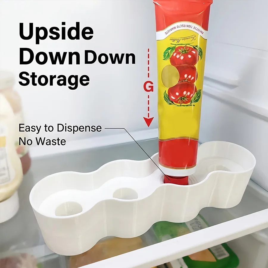 1Pc White Tube Holder, Suitable for 4 Tubes — Designed for Refrigerators and Pantry Storage, Ideal for Mustard, Mayonnaise