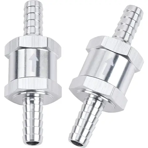 자세히 둘러보기 EVIL ENERGY 연료 라인 오일 가솔린 디젤 알루미늄 실버 팩, 3/8 인치, 10mm, 비복귀 단방향 체크 밸브, 2 개