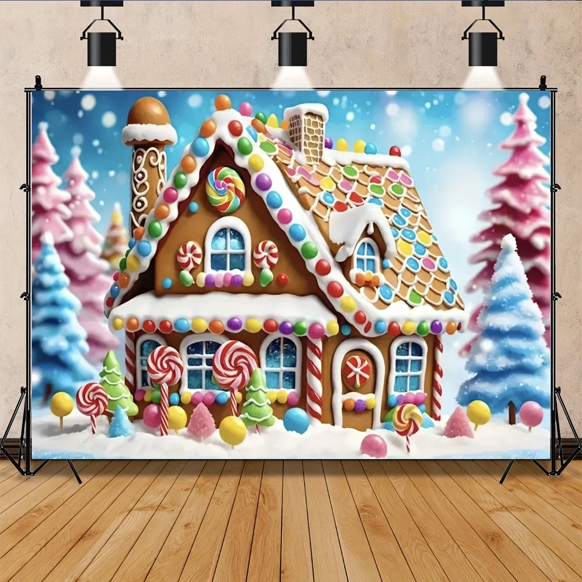 Merry Christmas Gingerbread House Background Cloth - The Perfect Choice for Christmas Eve Party Decoration and Candy World Scene