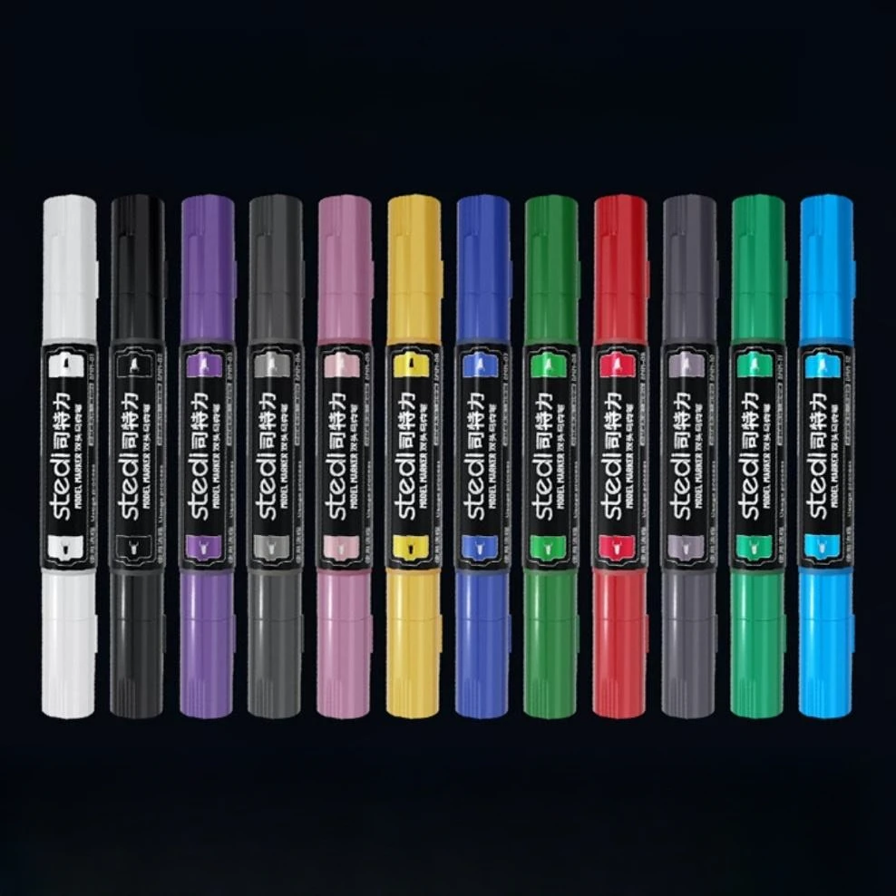 

Stedi 12pcs Dual Brush Water Based Marker Pen Set for Gundam Military Model Coloring Tool DIY Model Hobby Craft Tool Accessories