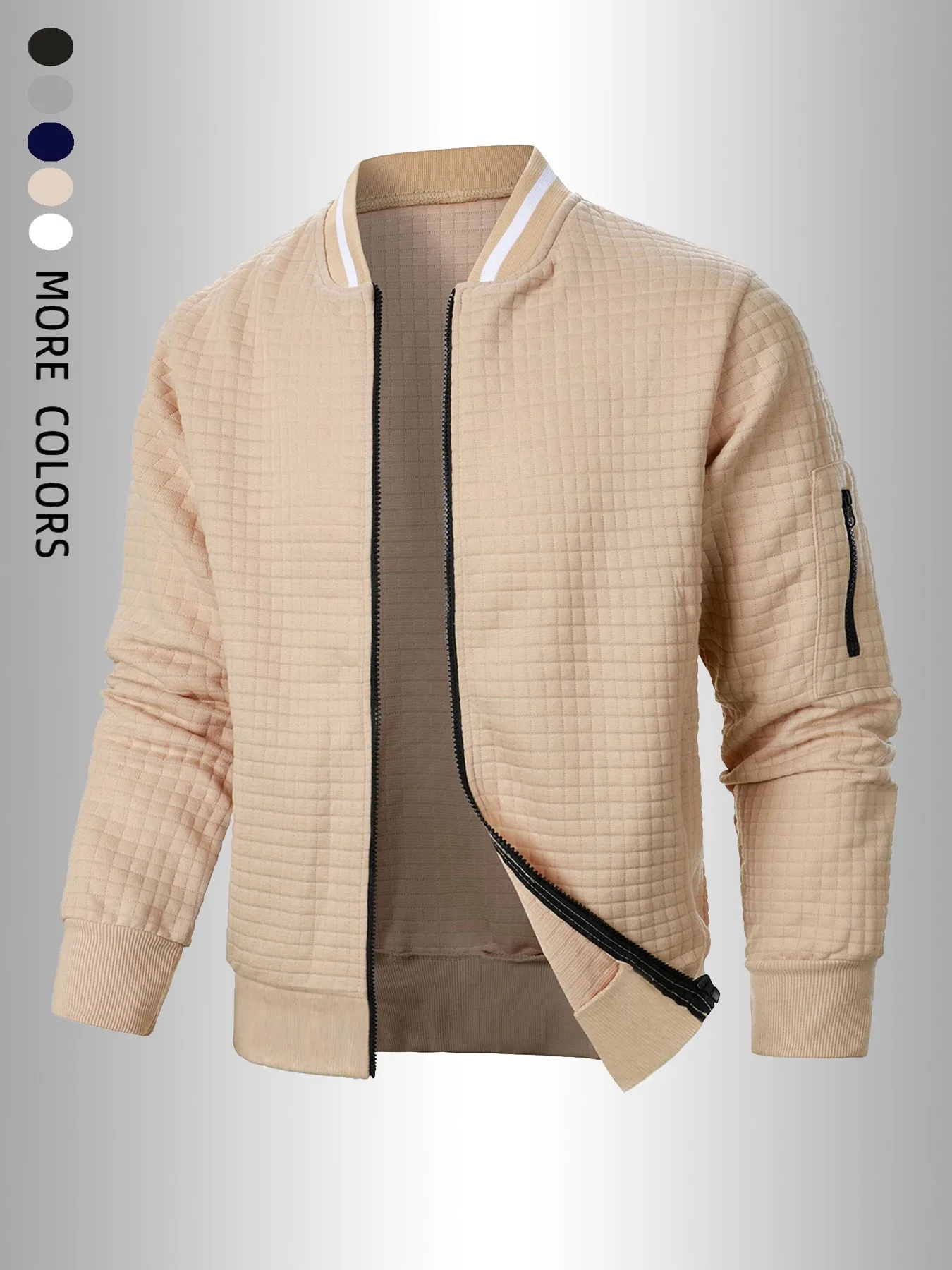 Autumn Winter Man Leisure Jacket Solid Color Zipper Baseball Coat Fashion Business Casual Slim Overcoat Windproof Men Clothing