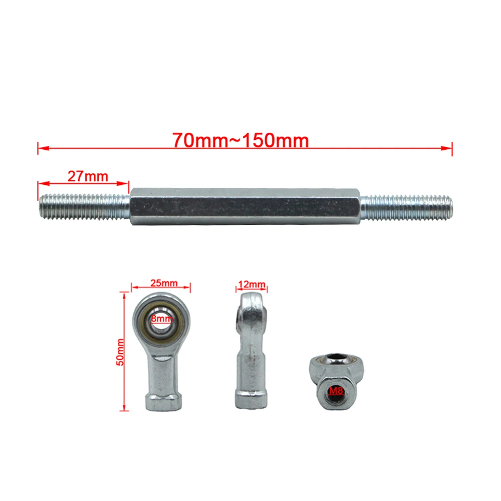 70/80/90/100/105/112/120/125/130/136/140/150mm Steering Tie Rod Kit Ball Joint For Gas Electric Mini Kids ATV Quad Go Kart Buggy