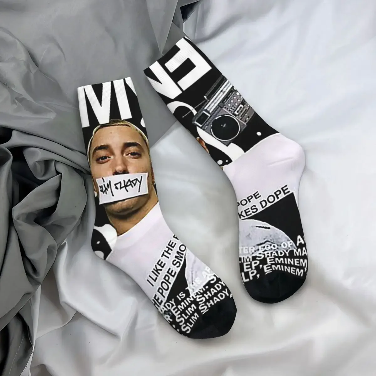 

Носки на все случаи жизни, носки с изображением Эминема, Slim Shady, музыкальные рэп-носки, длинные носки в стиле Харадзюку для мужчин и женщин, подарки на День святого Валентина