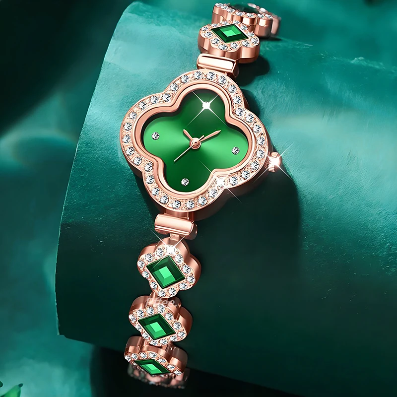 Pffee Lucky Clover Quartz Wristwatches Women Luxury Crystal relojes para damas birthday gifts Girls
