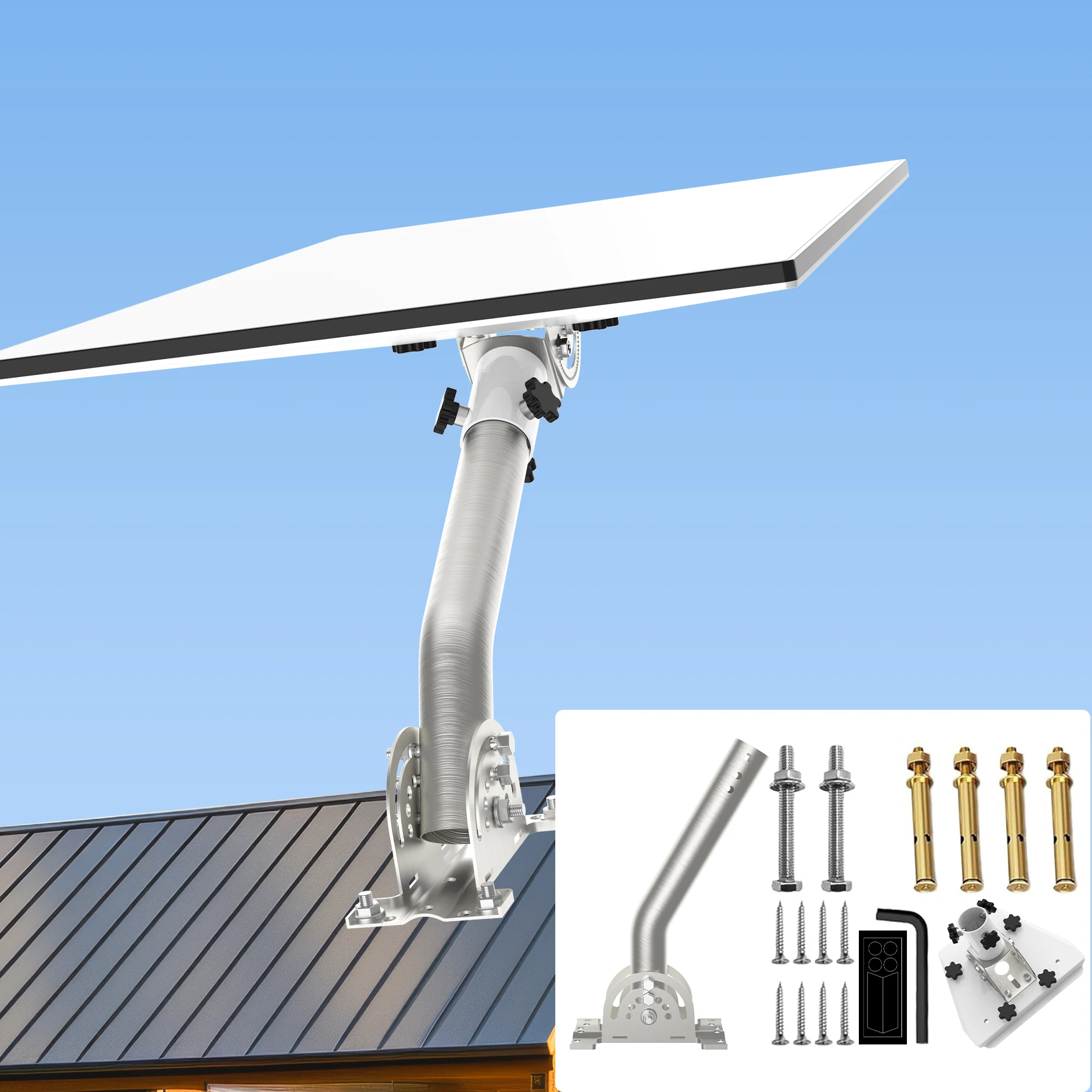 Starlink Gen 3 Mount Bracket,160° Tilt,Heavy-Duty Roof Wall Pole Mount,with Pole&Pipe Adapter,for Standard 4/ 4X,Enterprise Dish