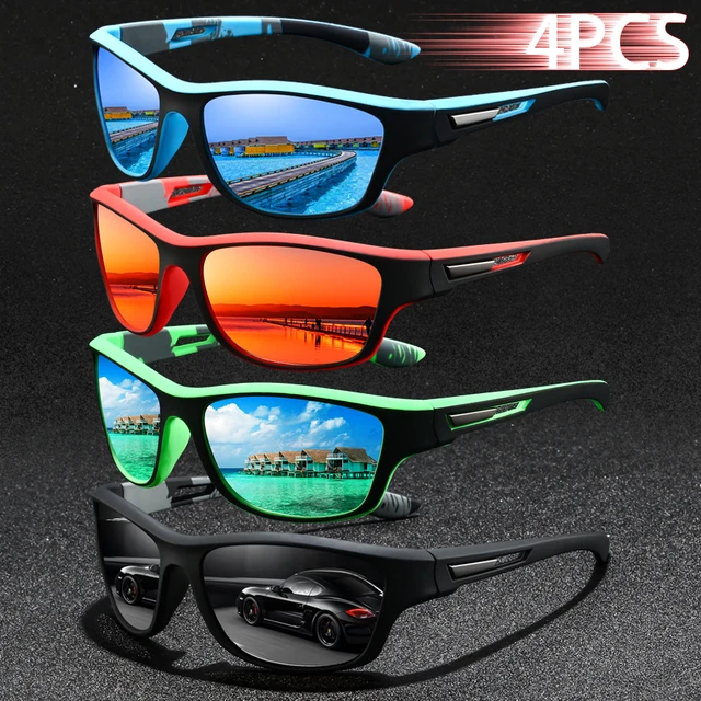 4 SZT. Modne Okulary Przeciwsłoneczne w Stylu Vintage z Wzorami do Wędkarstwa, Jazdy na Rowerze, Sportów, dla Kobiet i Mężczyzn, Okulary do Biegania, Wspinaczki Górskiej, Męskie Okulary Przeciwsłoneczne