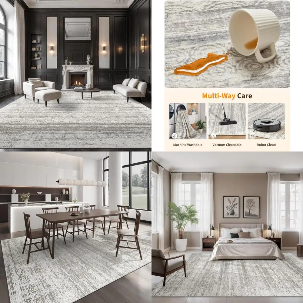 

"Stain-Resistant 8x10 Modern Abstract Area Rug for Living Room - Non-Shedding, Soft and Thin Indoor Carpet with Anti-Slip Featur