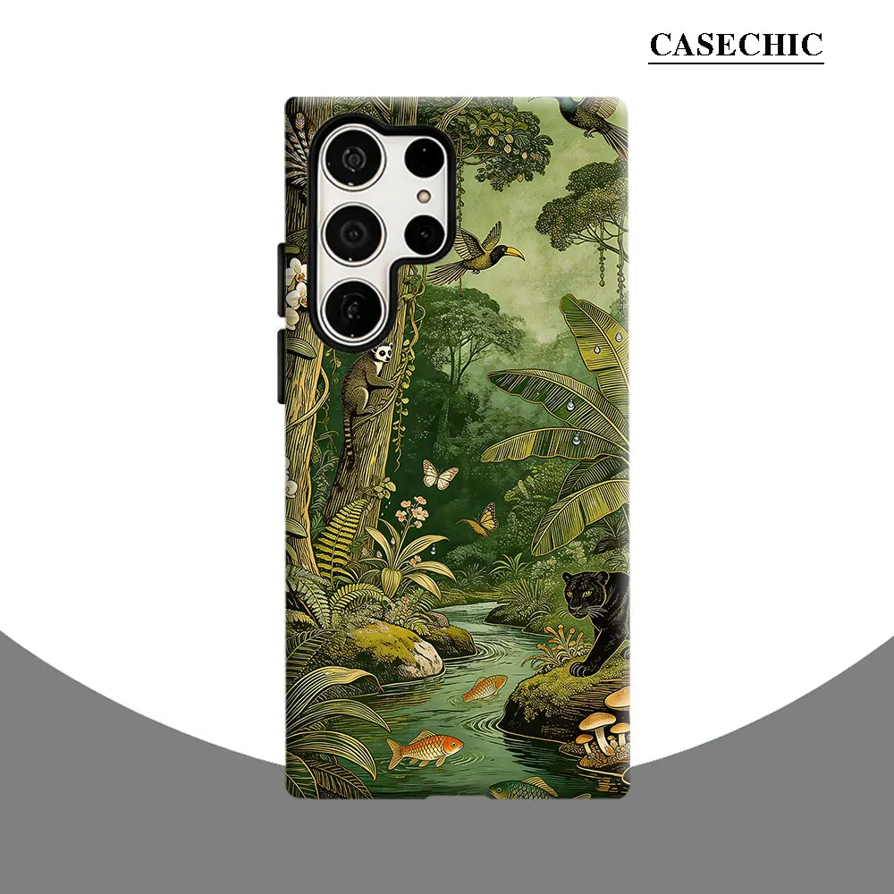 Jungle Wildlife Art Phone Case for Samsung Galaxy S26 S25 Ultra S24 S23 Ultra Plus Shockproof Double layer tough Back Cover