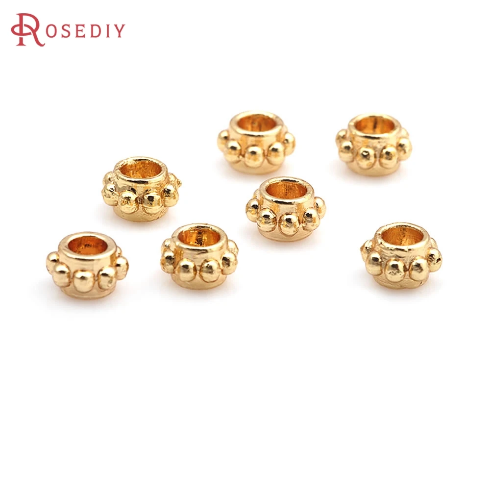 18K Gold Color Brass Round Spacer Beads Bracelet Beads High Quality Jewelry Making Supplies Earrings Accessories Materials