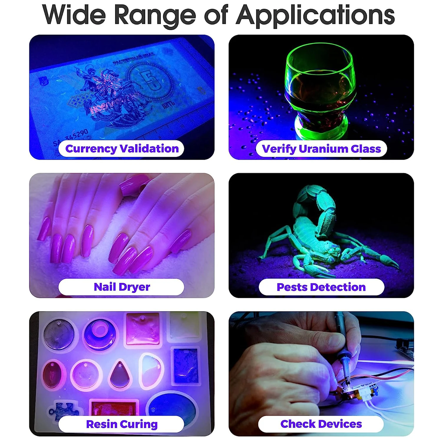 Led ultraviolette lichten UV-nagellamp 395nm UV Led-bureaulamp Zwart licht Manicure Droger UV-uithardingslicht voor harsuitharding Nail Art