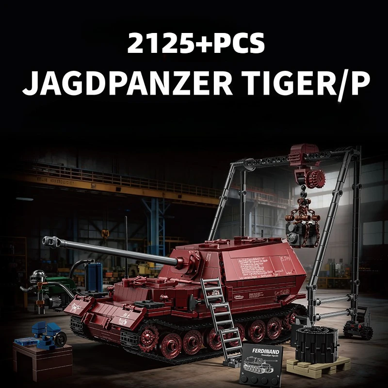 

2125 деталей: Конструктор «Танк Jagdpanzer Tiger» — модель для сборки из мелких блоков, украшение для дома, подарок на день рождения для мальчиков и взрослых