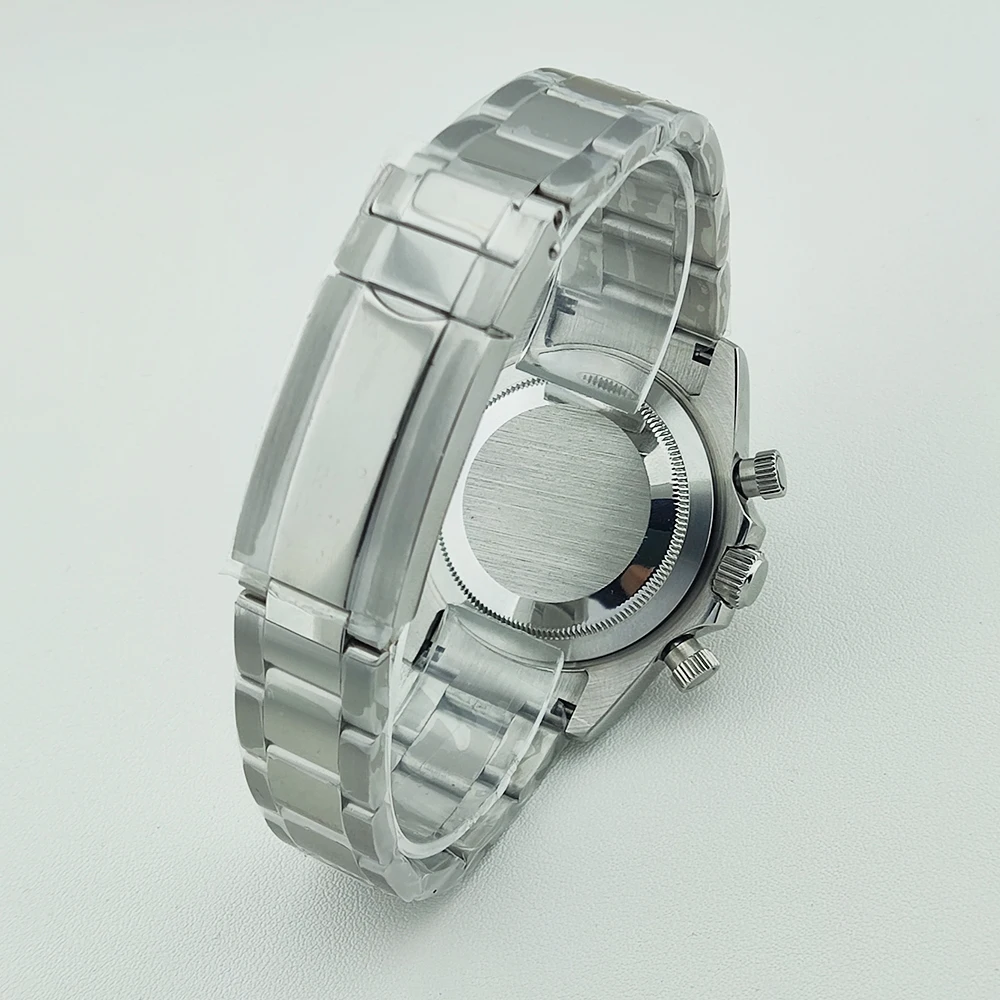 Caja de reloj de 39,3mm, caja VK63, cristal de zafiro, caja de acero inoxidable/pulsera, accesorios de reloj, resistente al agua para movimientos VK63 VK64