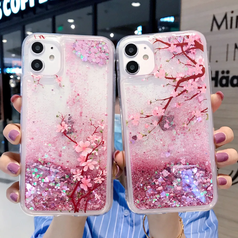 Rosa Flüssig-Quicksand-Hülle für Samsung Galaxy S24 S23 S22 S21 Plus S25 FE S26 Ultra A56 A55 Glitzer Blumen Bling Klare TPU-Abdeckung – Detail 5