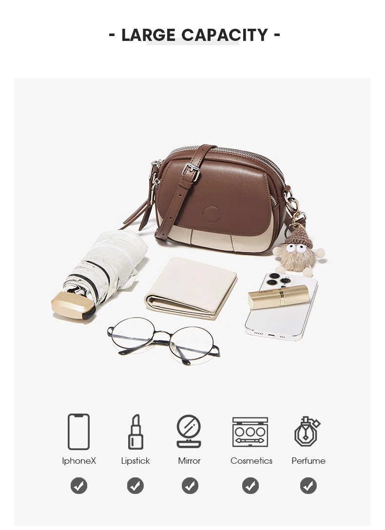 FOXER Damen Umhängetasche aus Spaltleder 2026 Neue Schultertasche Geldbörse Weibliche Mode Handytasche mit Zubehör – Detail 11
