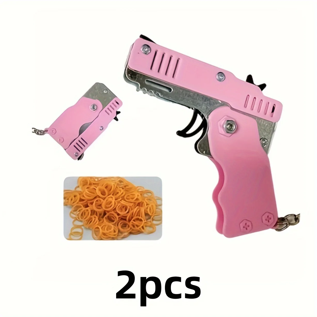 Juguete de pistola con banda de goma, Mini juguete lanzador de banda de goma plegable de metal, múltiples combinaciones de colores, 2 uds.