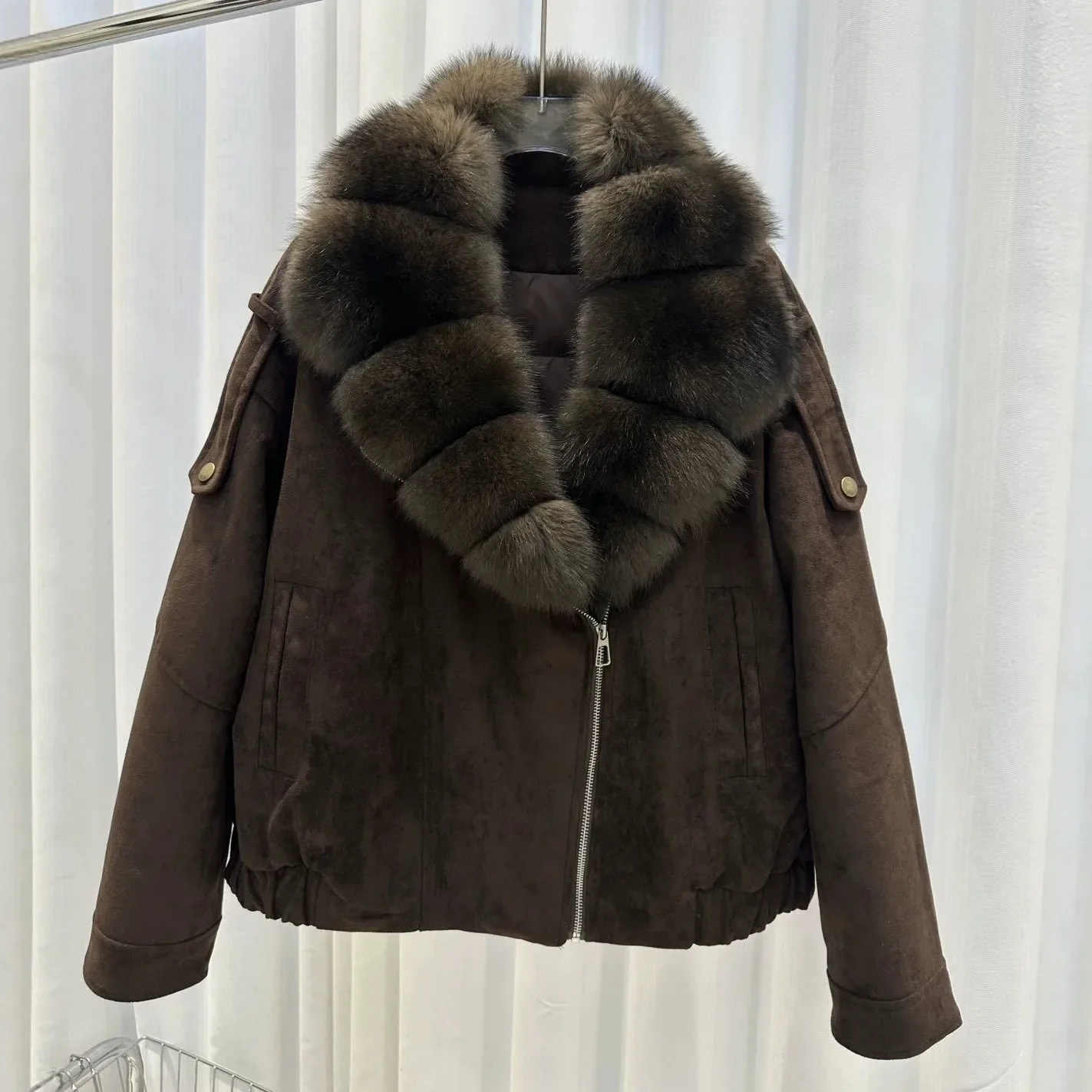 OFTBUY 90 Duck Down Real Fox Fur Collar Luxury Women New Winter Down Jacket Female Loose Short Puffer Coat Thick Warm Outerwear