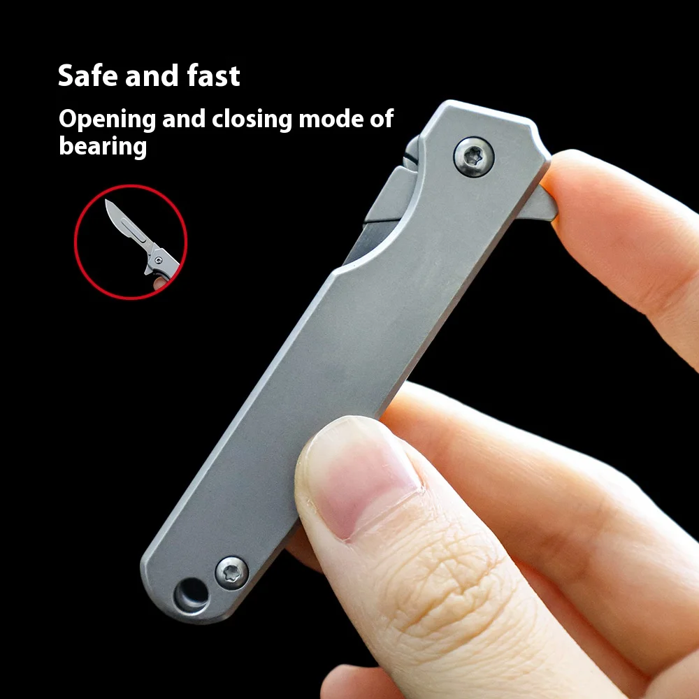 Stainless Steel Bearing Foldable Utility Knife Replacement Blade Sharp Portable Keychain EDC Mini Knife