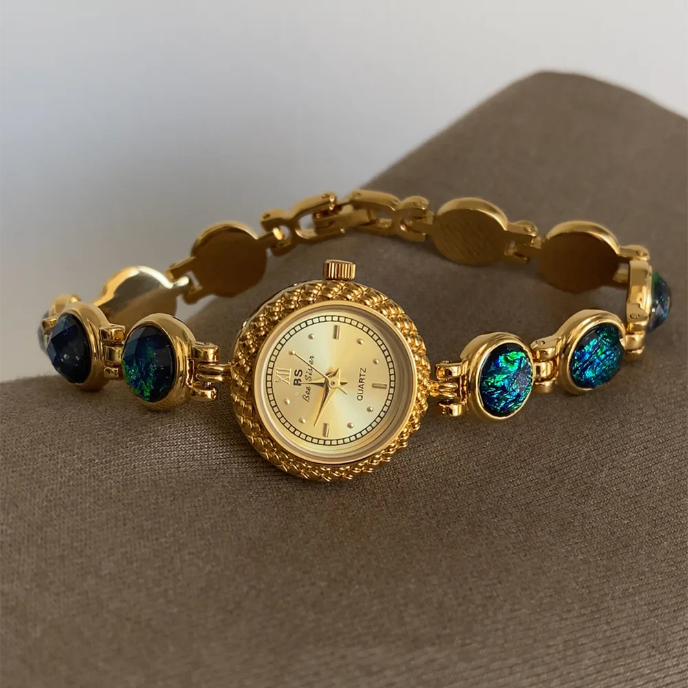 Light Luxury Women's Watches Waterproof Circular Dial Green Jewelry Bracelet Quartz Wristwatch High Temperament Ladies' Watch