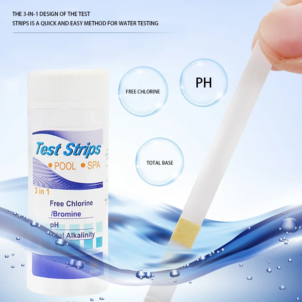 50-200pcs Chlorine/PH/Bromine Test Strips 3 in 1 Swimming Pool PH Test Paper Multipurpose Swimming Pool Water Tester Paper