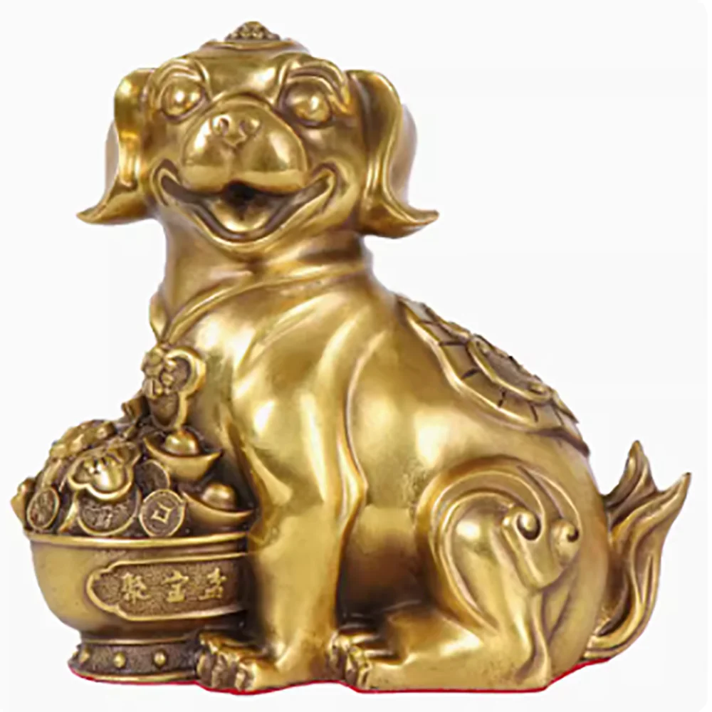 

Pure Copper Dog Treasure Bowl Zodiac Dog Home Decoration Crafts for Attracting Wealth Opening Decoration