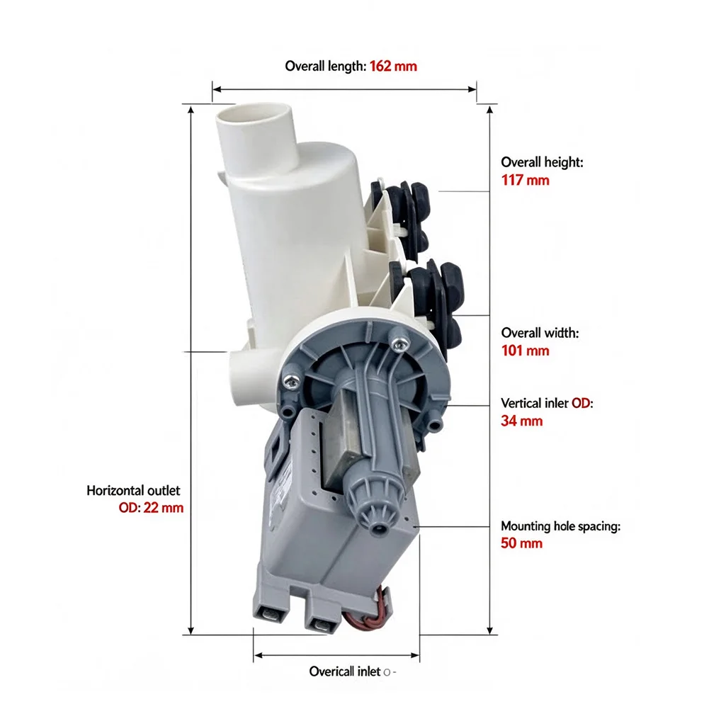 Washing Machine Drain Pump Assembly Electric Water Drain Pump For Durable Impeller Efficient Drainage Easy Install Washer Parts