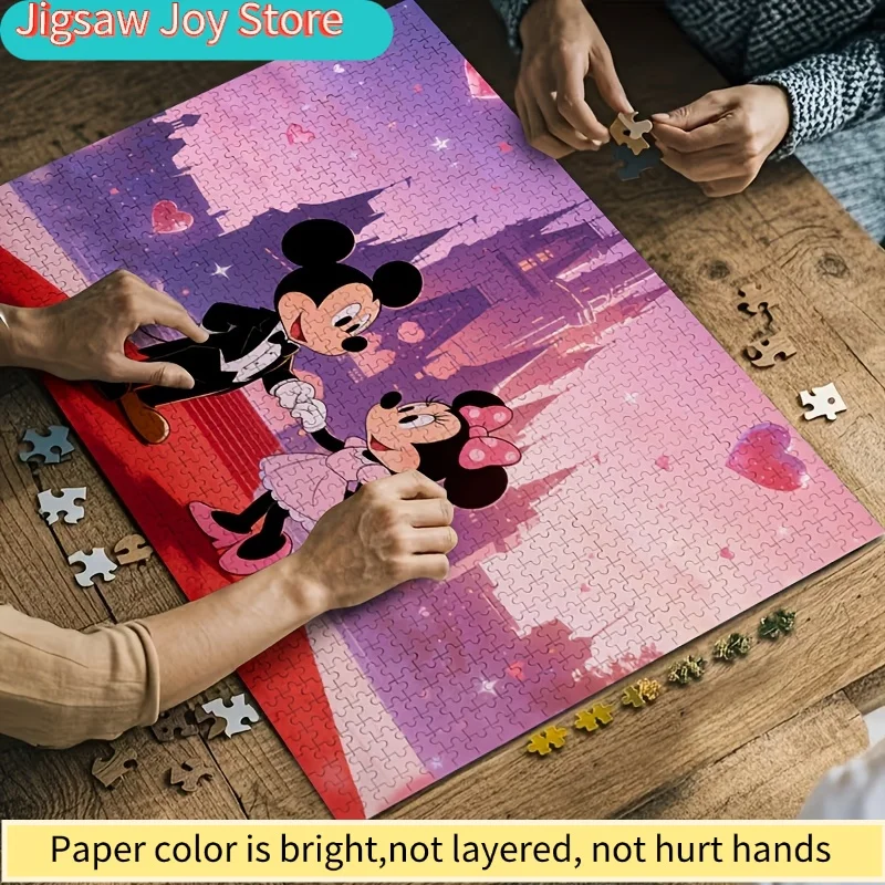 2D platte puzzel, 1000 stukjes Disney Kasteel Mickey & Minnie Date Night |   Romantisch Valentijnscadeau, ontspanning voor volwassenen, uitdagend Pu