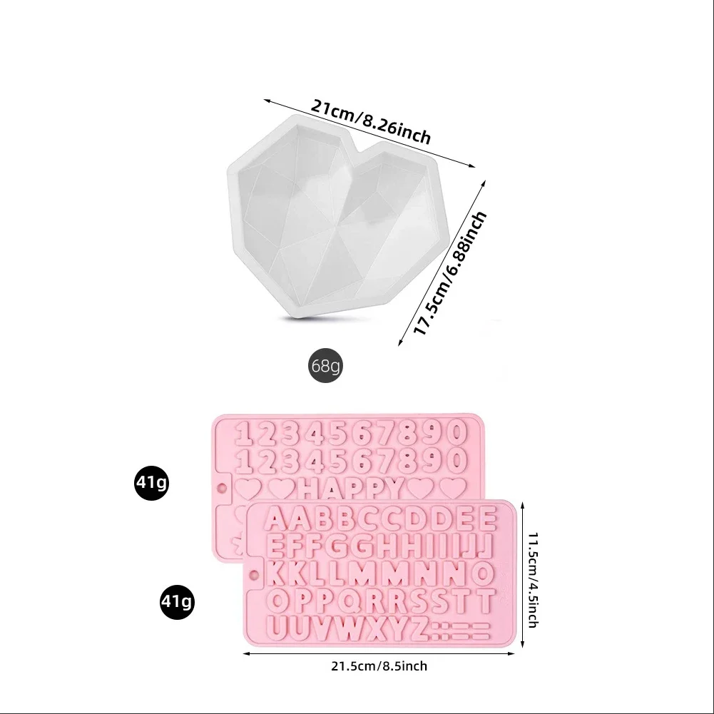 3D Diamond Love Heart Shape for pastry Silicone Molds Baking Sponge Chiffon chocolate Mousse Dessert Cake Mold Kitchen Decorate