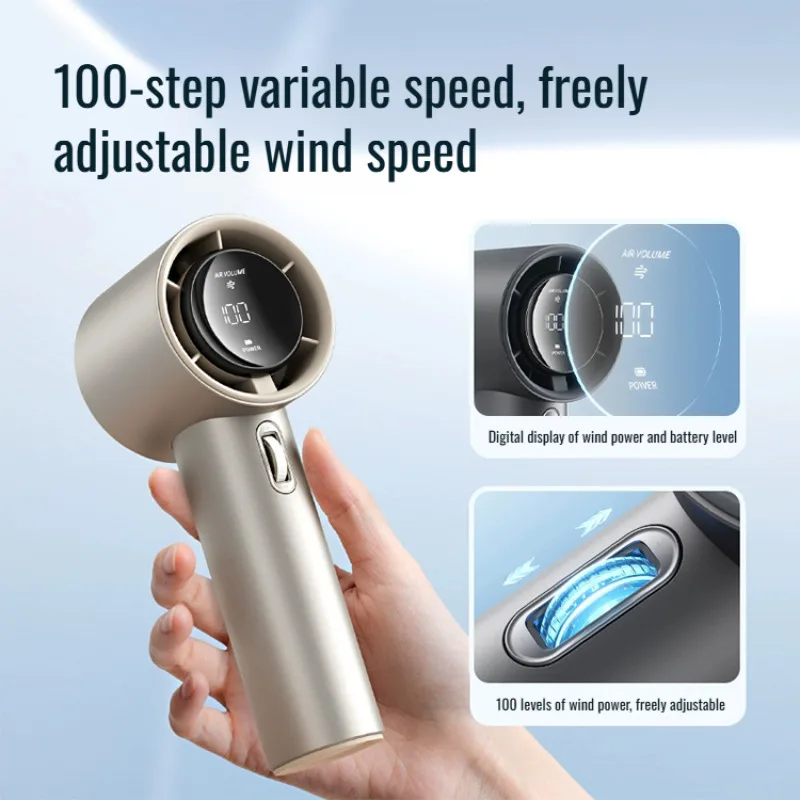 Digital display highspeed turbine ice mini portable rechargeable fan handheld portable ice fan