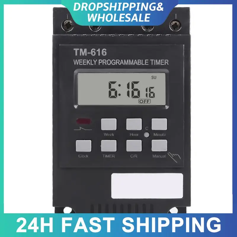 TM616 Din Rail DC Timer Switch, 240V 30A Weekly 7 Programmable Digital Industrial Led Time Switch,For Din Rail Mount