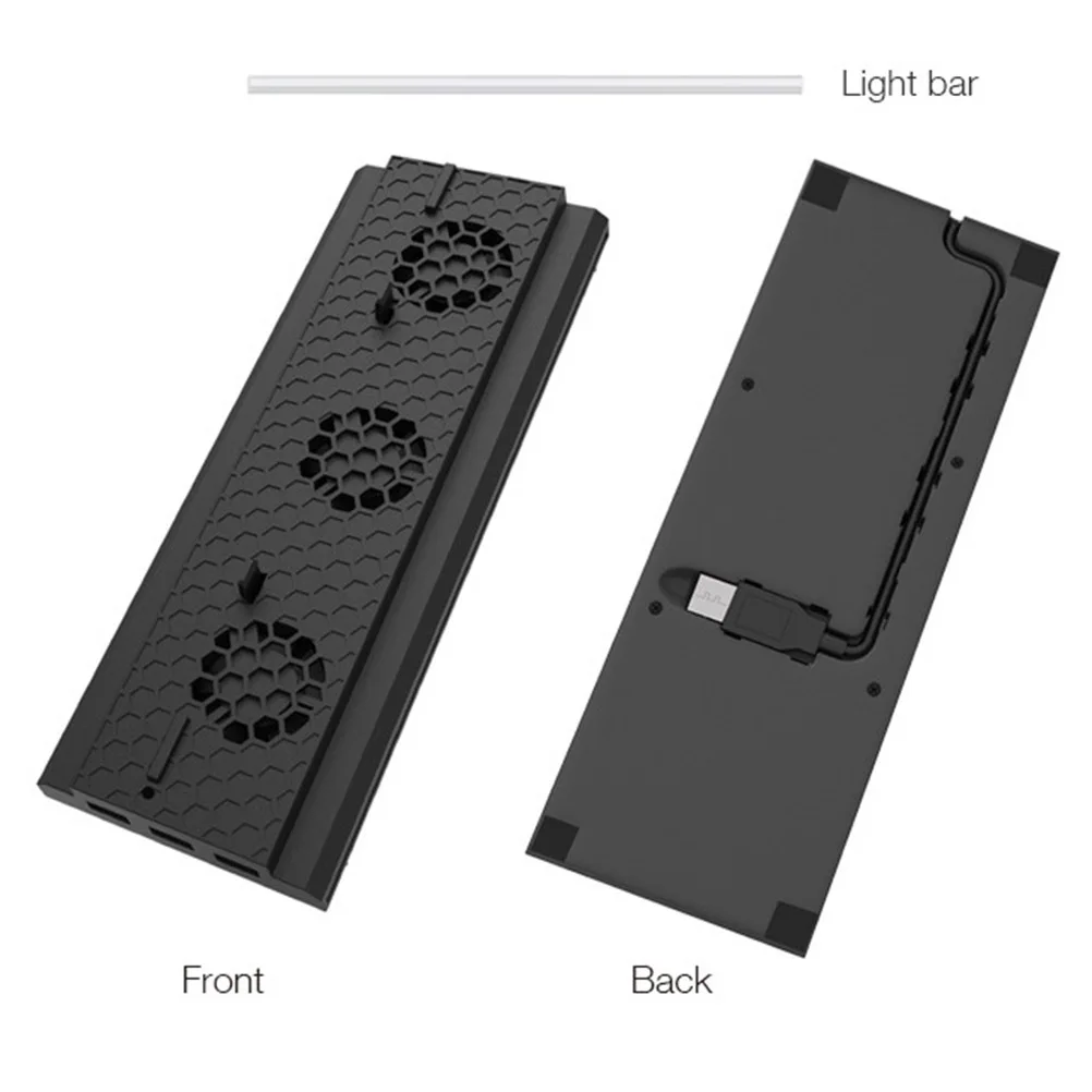 

Triple Fan Cooling Base Game Console Temperature Bracket Triple USB Port Hub for One Black Cooling Fan