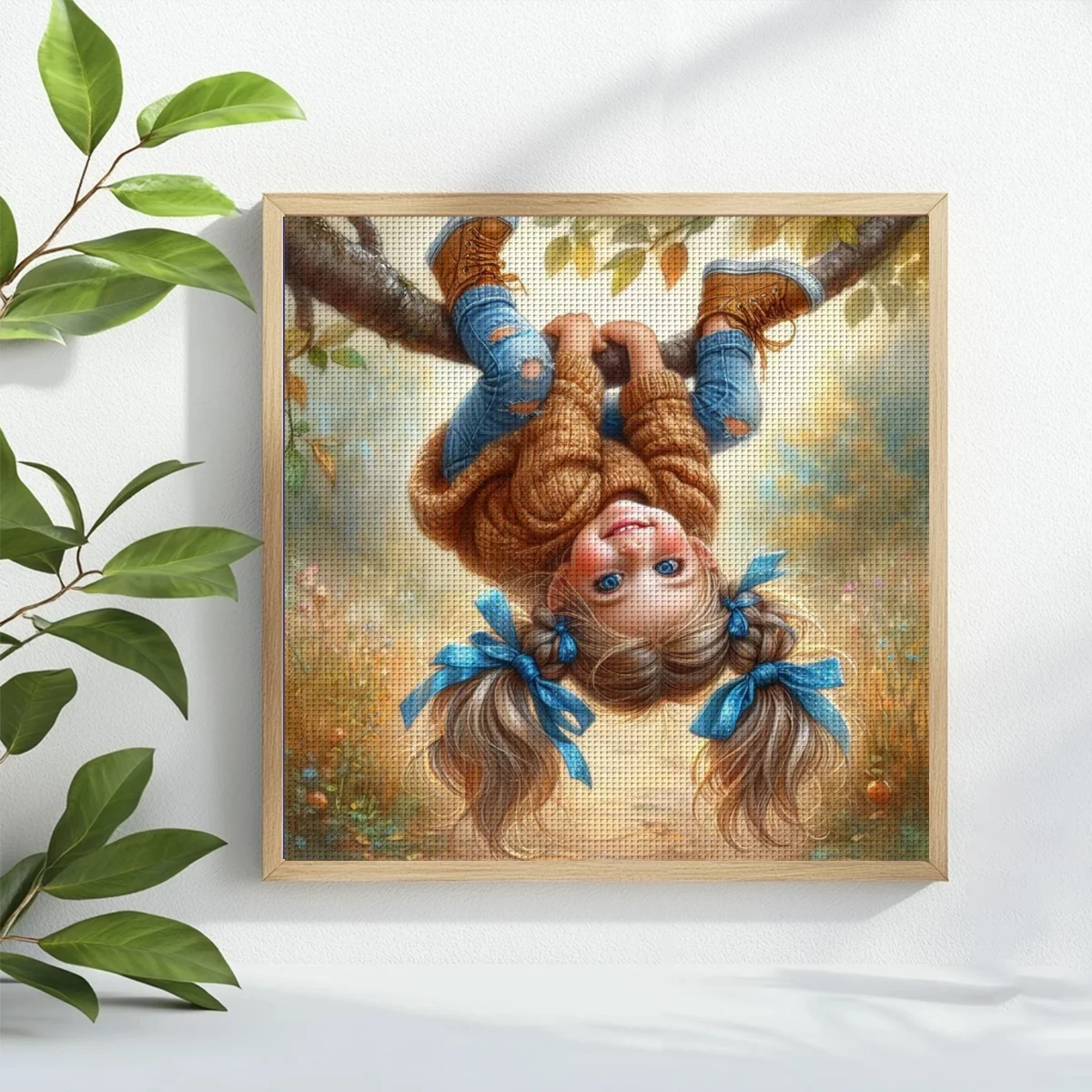 1pc 40×40 cm/15.74 Inches, Perfect for Manual Crafting. The Design Features a Girl Motif, Making It an Ideal DIY Cross-Stitch Se