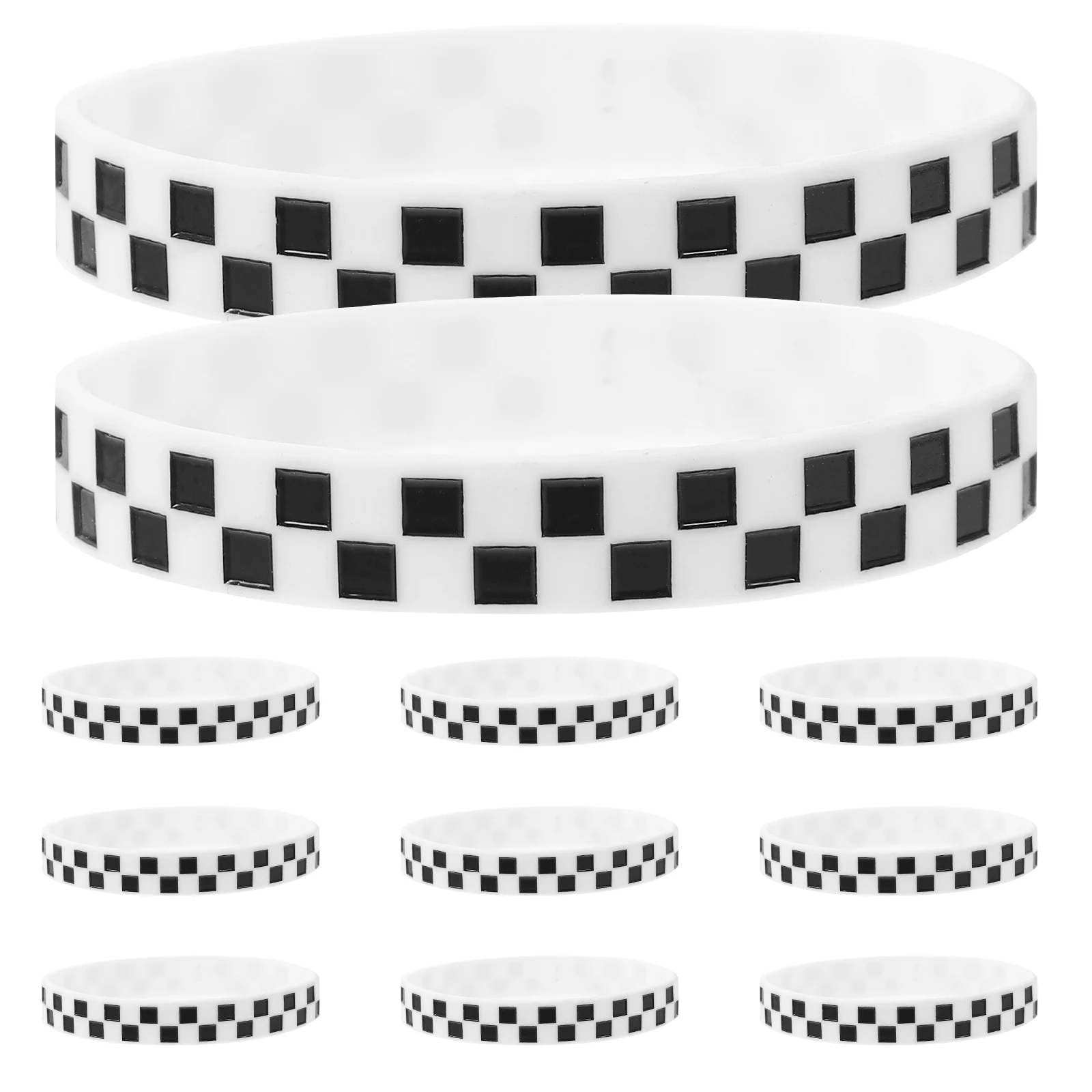 

12 Pcs Racing Theme Bracelet Checkered Flag Wrist Bands Silica Gel Wristbands Bracelets