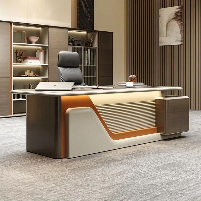 Light luxury boss desk, high-end manager desk, modern simple office, office desk and chair combination office furniture
