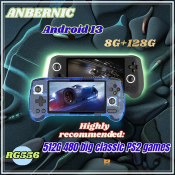 ANBERNIC RG556 Retro Handheld Game Console Android 13 System 8G+128G 5.48 inch AMOLED Screen Video Player 512G PS2 PSP Games