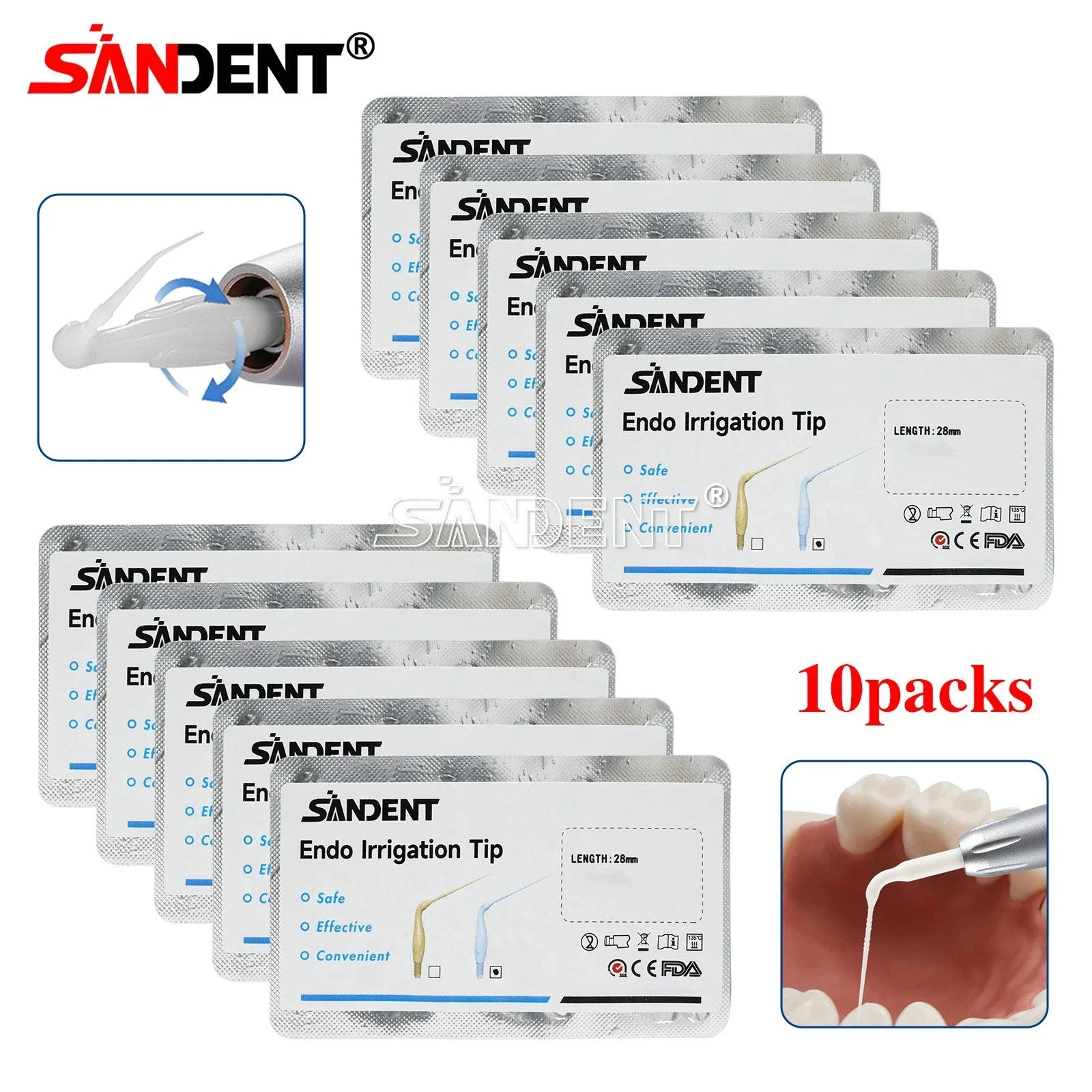 

30PCS/10 Packs Dental Endo Irrigation Tip Disposable Root Canal Rinsing Tips Syringe Needle 28mm