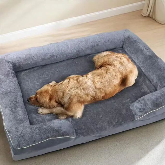 

Wholesale Dog Beds Large Dogs Waterproof Lined Foam Pet Bed Mat Removable and Washable Cover Non Slip Bottom Dog Sofa Bed
