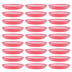 32pcs Reusable Plastic Oval Basket for Food Serving Washing Fruits Vegetables Bread Snacks Candy as Household Strainer Trays