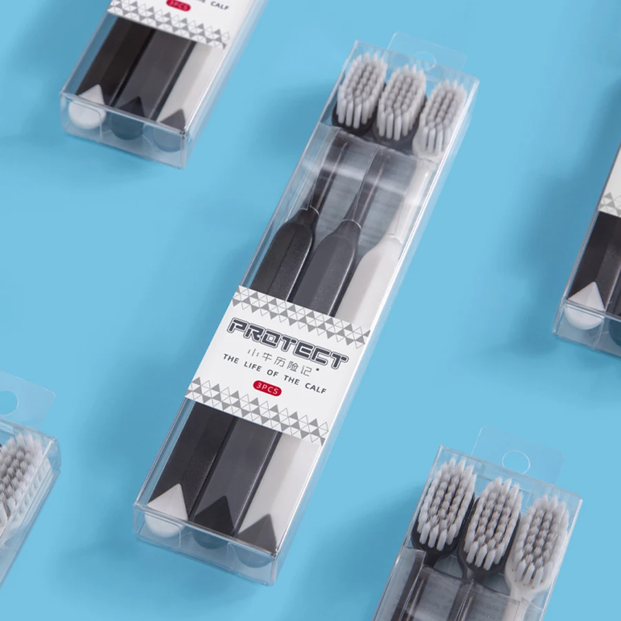 Confezione da 3 spazzolini da denti premium con setole morbide Testina per adulti di taglia media e grande progettata per pulire più molto