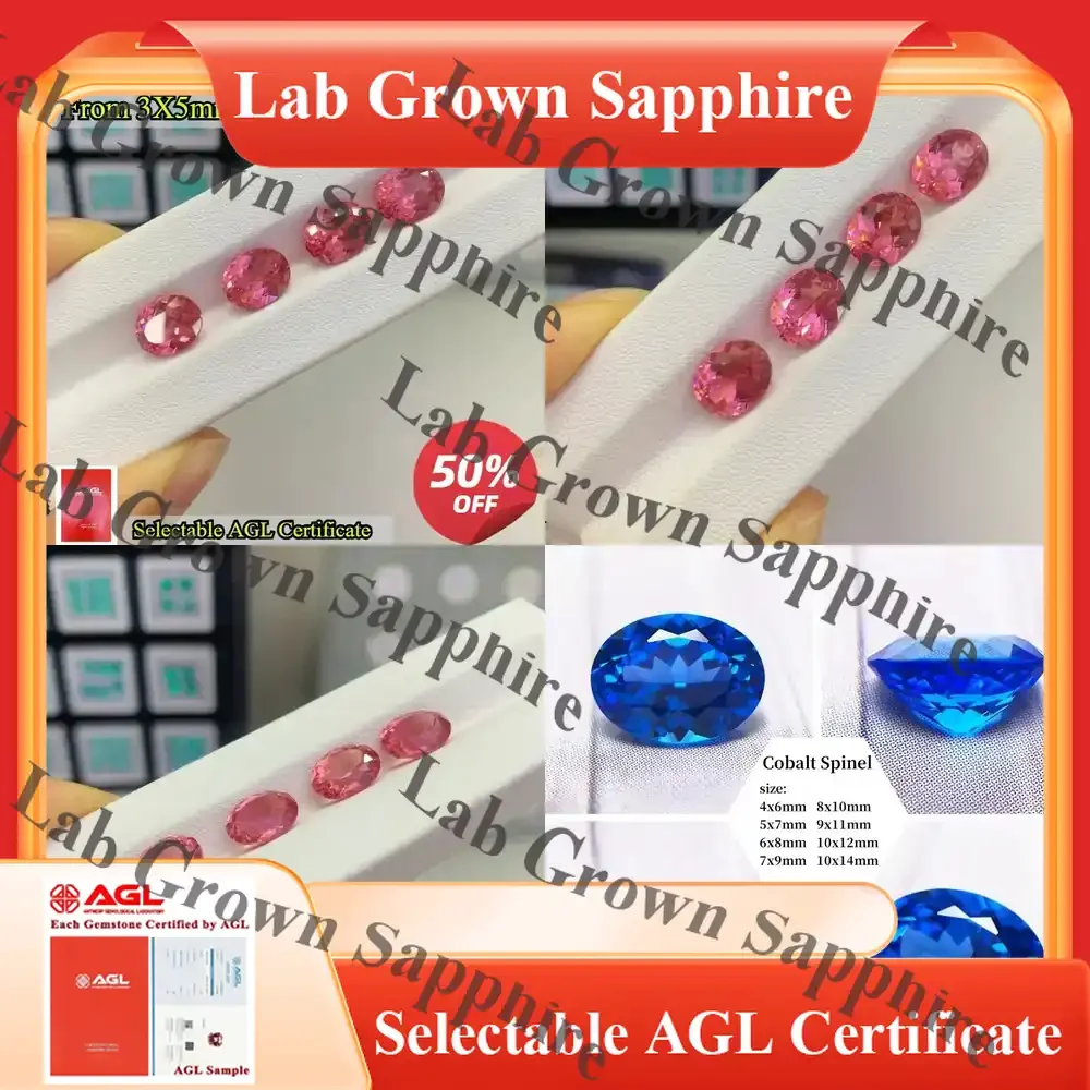 

Laboratory Created Sapphire Oval Cut Gemstone for DIY Jewelry Making Rings Necklaces Fire Lotus Design Lab Grown Sapphire for
