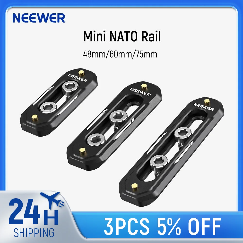 Neewer Camera Quick Release Mini NATO Rail Anti Off Quick Release ze śrubami 1/4" i kołkami zabezpieczającymi do klatki aparatu Uchwyt NATO