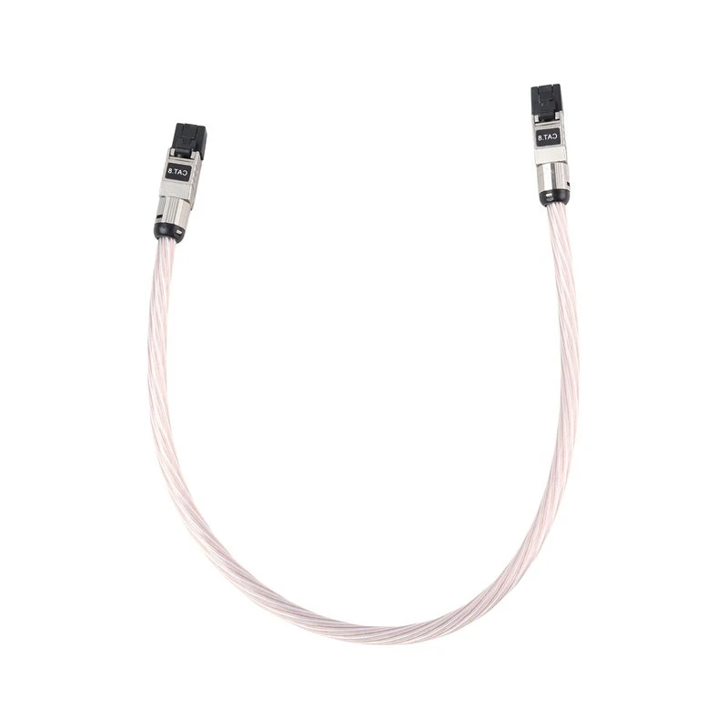 L73A 2026-Audio Hifi Copper Silver Braided Cat8 Ethernet Cable 40Gbps 2000Mhz High-Speed Network Patch RJ45 Cable