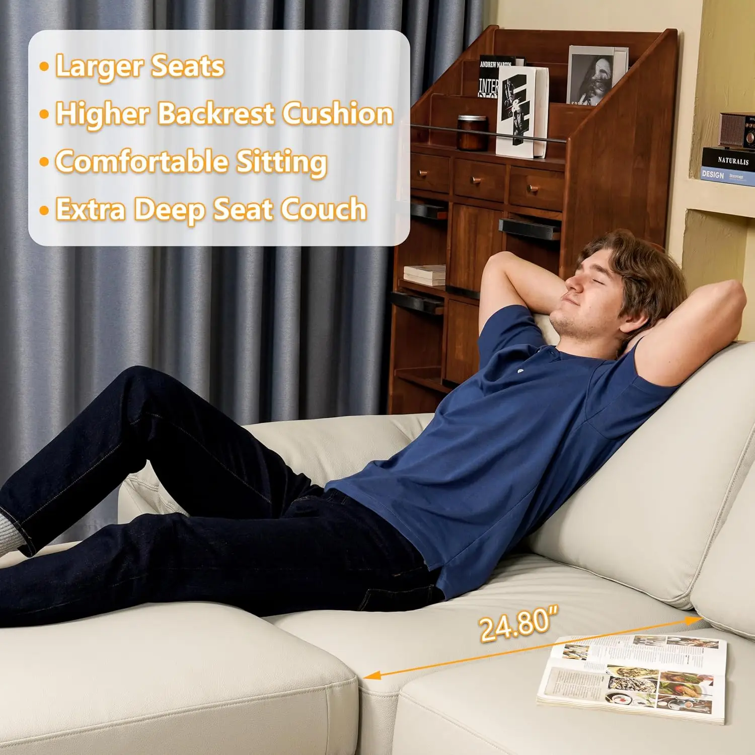 Modular Sectional Sofa, U Shaped Scratch Resistant Couch, Beige, Customized - view 6