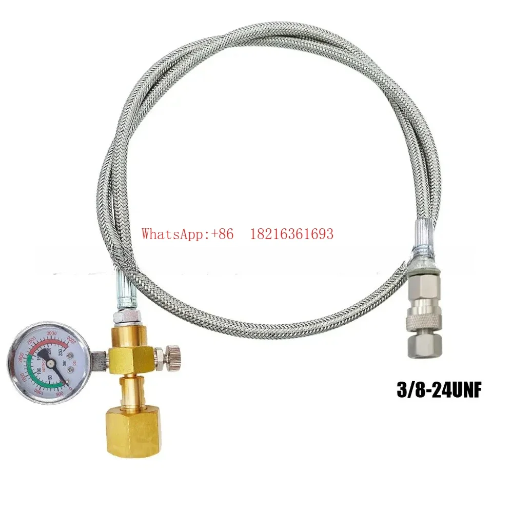 2026GOOD W21.8 G5/8 CO2 Cylinder With 90cm Steel Braided Hose Large To Small 3/8-24 UNF
