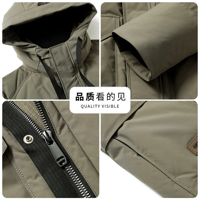 Men's Hooded Down Jacket 2024 Winter 90% White Duck Down Jacket Winter Coat mens thicken windproof warm winter down coat parkas