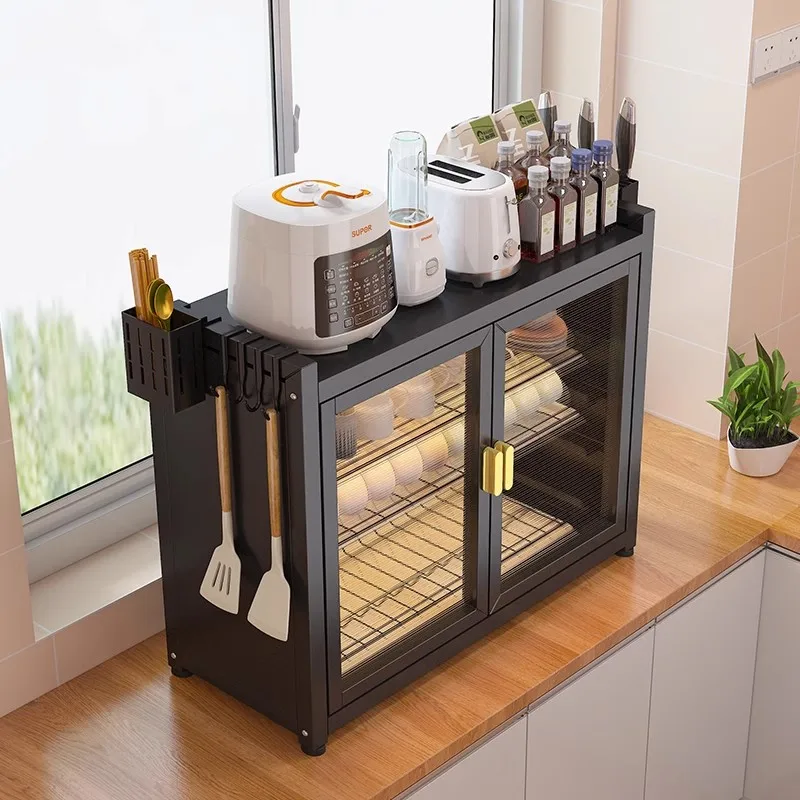 

Kitchen Multifunctional Cupboard Household Countertop Seasoning Dish Storage Cabinet Door Shelf Multi-layer Drain Shelf