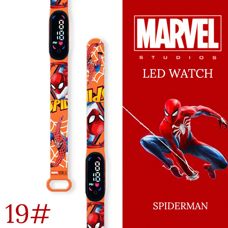 Children\'s Disney Spiderman Relógio Digital, Relógios infantis, Criança Esporte Pulseira, Relógio LED impermeável, Meninos